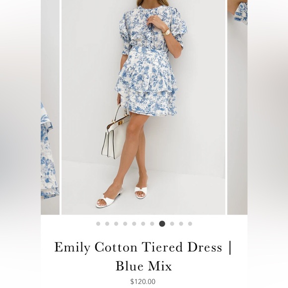 Vita Grace - Emily Cotton Tiered Dress | Blue Mix - Picture 2 of 4